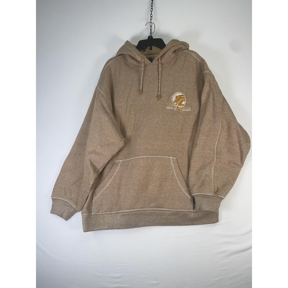 Clench Jeans Tracksuit Mens XL Beige Hooded Fleece Sweatsuit Set Jogger Pants